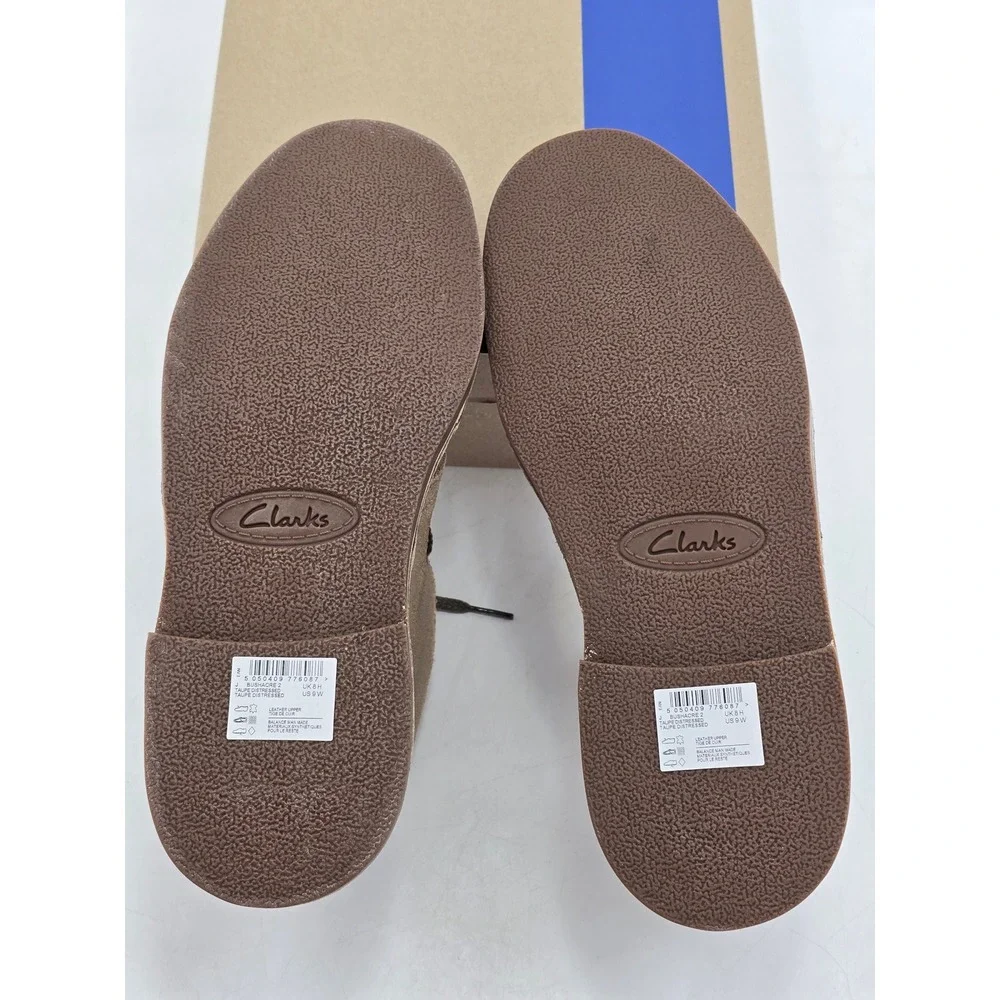Clarks Bushacre 2 Chukka Boots Mens 9W Taupe Distressed Leather - New